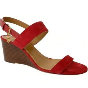 Tory Burch Mini Benton Red Apple Wedge Sandal Size 6.5M